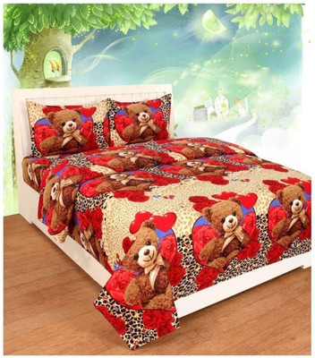 

OM DECOR 180 TC Cotton Double Printed Bedsheet(Pack of 1, Red)
