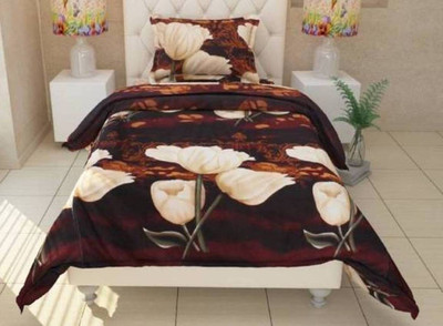 

OM DECOR 180 TC Microfiber Single Floral Bedsheet(Pack of 1, Brown)