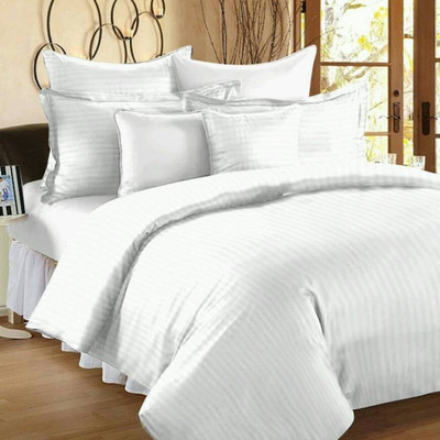 

OM DECOR 180 TC Cotton Double Printed Bedsheet(Pack of 1, White)