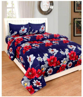 

OM DECOR 180 TC Cotton Double Printed Bedsheet(Pack of 1, Blue)