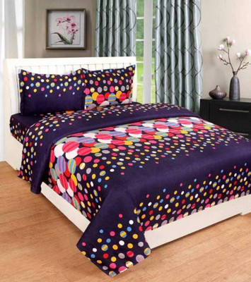 

OM DECOR 180 TC Cotton Double Printed Bedsheet(Pack of 1, Blue)