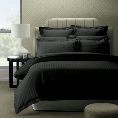 

OM DECOR 180 TC Cotton Double Printed Bedsheet(Pack of 1, Black)
