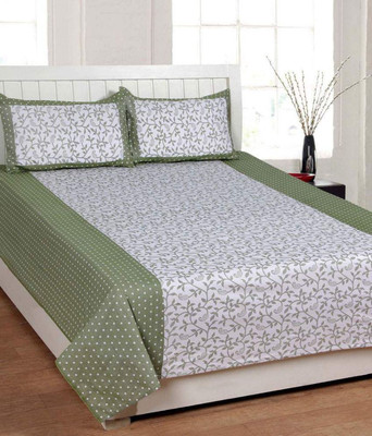 

OM DECOR 180 TC Cotton Double Printed Bedsheet(Pack of 1, Green)