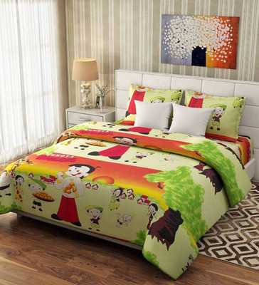 

OM DECOR 180 TC Cotton Double Printed Bedsheet(Pack of 1, Green)
