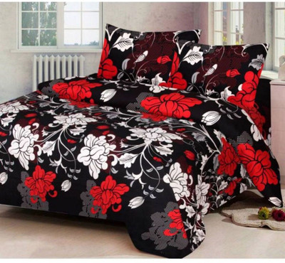 

OM DECOR 180 TC Cotton Double Printed Bedsheet(Pack of 1, Red)