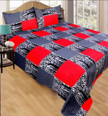 

OM DECOR 180 TC Cotton Double Printed Bedsheet(Pack of 1, Red)