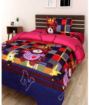 

OM DECOR 180 TC Cotton Double Printed Bedsheet(Pack of 1, Purple)
