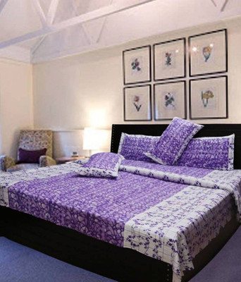 

OM DECOR 180 TC Cotton Double Printed Bedsheet(Pack of 1, Purple)