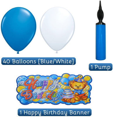 

easypartystore Birthday Decoration kit for Baby Boys with Happy Birthday Banner and Balloon Pump *Birthday Combo *(Set of 42)