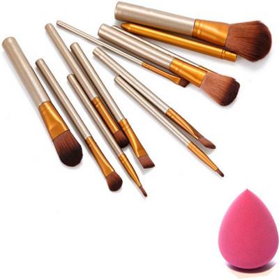 

Shopimoz Makeup Brushes Set 12 Eyebrow Foundation Powder Eyeliner Lip Brushes 1 Puff(Pack of 12)