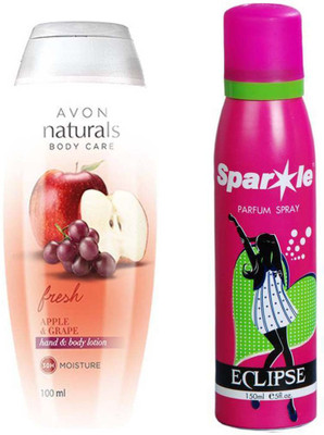 

Avon Anew Naturals Apple & Grape hand & Body lotion (100 ml) With one sparkle perfume spray 150 ml(Set of 2)