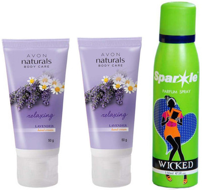 

Avon Anew two Relaxing Lavender Hand Cream (50 g) With one sparkle perfume spray 150 ml(Set of 3)