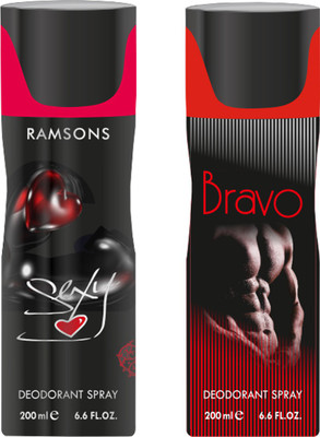 

Ramsons Sexy, Bravo Deodorant Spray - For Men(200 ml, Pack of 2)