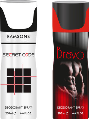 

Ramsons Secret, Bravo Deodorant Spray - For Men(200 ml, Pack of 2)