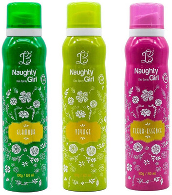 

LB Naughty Girl Glamour,Voyage,Fleur Essence Body Spray - For Women(150 ml, Pack of 3)