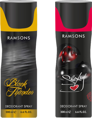 

Ramsons Black Thunder, Sexy Deodorant Spray - For Men(200 ml, Pack of 2)