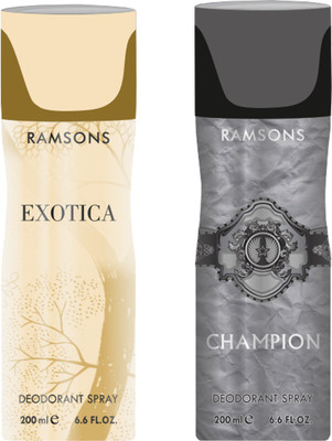 

Ramsons Extoica, Champion Deodorant Spray - For Men(200 ml, Pack of 2)