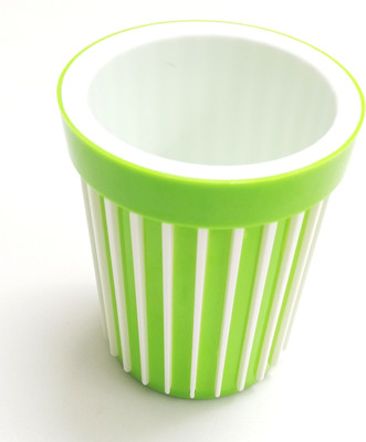 

Generic 2 Compartments Plastic Pen Stand(Green, White)