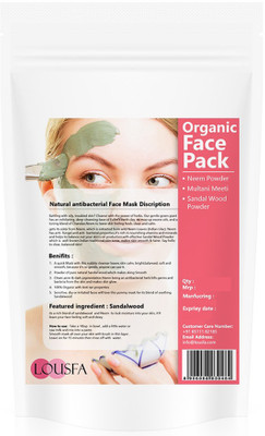 

lousfa Organic face pack for Soft and Whitening Neem Powder | Multani Meeti | Sandalwood powder Best for oily skin (100)(100 g)