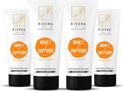 

RIVONA NATURALS Honey and Saffron Fairness Face Wash for Men and Women - 220 ML (Combo Pack of 4) Natural Skin Whitening and Brightening, Gently Cleanse & Ultra White Glow | For Oily and Dry Skin | SLS and Paraben Free Face Wash(220 ml)