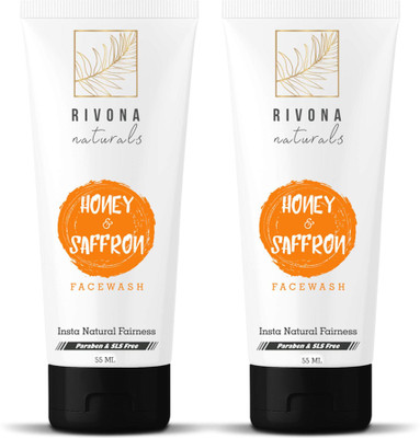 

RIVONA NATURALS Honey and Saffron Fairness Face Wash for Men and Women - 110 ML (Combo Pack of 2) Natural Skin Whitening and Brightening, Gently Cleanse & Ultra White Glow | For Oily and Dry Skin | SLS and Paraben Free Face Wash(110 ml)