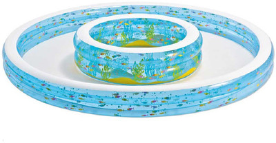 

Hytech Inflatable Pool 9.2ft Long With Dual Pool-9.2ft X 9.2ft X .98ft Inflatable Pool(Multicolor)