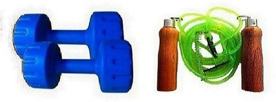

Venom BLUE COLOR 4KG VINYL PLASTIC DUMBELL AND GREEN COLOR WOODEN HANDLE SKIPPING ROPE Gym & Fitness Kit