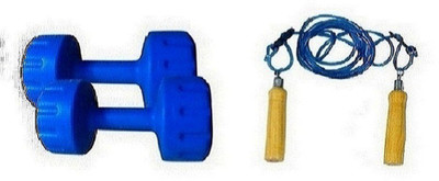 

Venom BLUE COLOR 4KG VINYL PLASTIC DUMBELL AND BLUE COLOR WOODEN HANDLE SKIPPING ROPE Gym & Fitness Kit