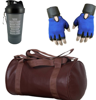 

Vellora High Quality Gym Bag, Protein Shaker And Gym Glove With Wrist Support Combo Gym & Fitness Kit