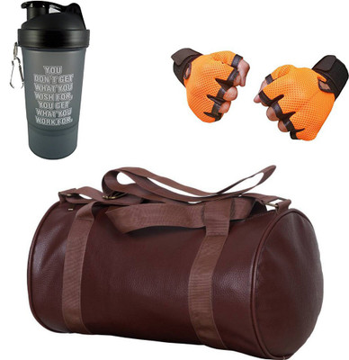 

Vellora High Quality Gym Bag, Protein Shaker And Gym Glove With Wrist Support Combo Gym & Fitness Kit