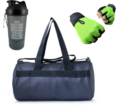 

Vellora High Quality Gym Bag, Protein Shaker And Gym Glove With Wrist Support Combo Gym & Fitness Kit