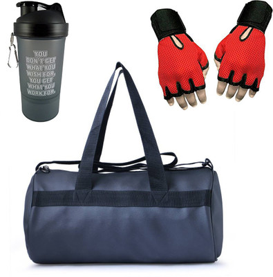 

Vellora High Quality Gym Bag, Protein Shaker And Gym Glove With Wrist Support Combo Gym & Fitness Kit