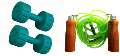 

HEALTH FIT INDIA GREEN COLOR 5KG VINYL PLASTIC DUMBELL AND GREEN COLOR WOODEN HANDLE SKIPPING ROPE Gym & Fitness Kit