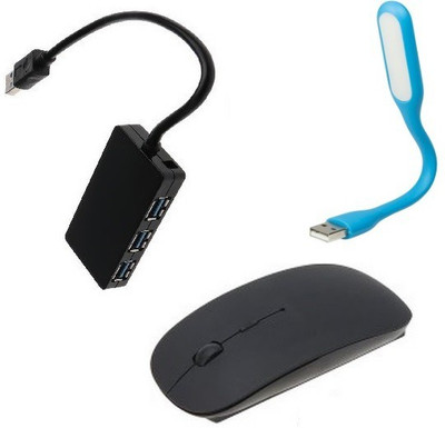 

durReey Set of Multi connectivity USB Hub, Wireless mouse with Mini Flexible USB LED Light Lamp for Laptop Computer Keyboard Reading Notebook 3EBU8 Combo Set(Multicolor)