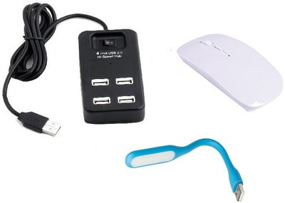 

durReey Set of Multi connectivity USB Hub, Wireless mouse with Mini Flexible USB LED Light Lamp for Laptop Computer Keyboard Reading Notebook 3EBU29 Combo Set(Multicolor)