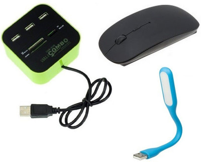

durReey Set of Multi connectivity USB Hub, Wireless mouse with Mini Flexible USB LED Light Lamp for Laptop Computer Keyboard Reading Notebook 3EBU4 Combo Set(Multicolor)
