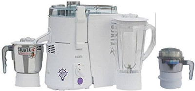 Sujata Powermatic Plus + Ch. Grinder Powermatic Plus With Chutney Jar 900 W Juicer Mixer Grinder (3 Jars, White)