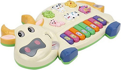 

crazy toys Cow Musical Piano with 3 Modes Animal Sounds, Flashing Lights & Wonderful Music(White)