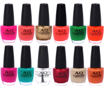 

AQ Fashion in New 12 Beautiful colors nail polish Combo Set No.217 Multicolor(Pack of 12)