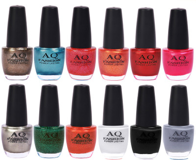 

AQ Fashion in New 12 Beautiful colors nail polish Combo Set No.236 Multicolor(Pack of 12)