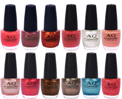 

AQ Fashion in New 12 Beautiful colors nail polish Combo Set No.214 Multicolor(Pack of 12)