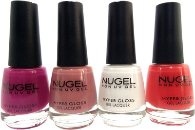 

nugel Nugel04gel15050918 GEL, Nail Polish, Dusty Coral,, Royal Magenta,, White Linen, Ketch Up(Pack of 4)
