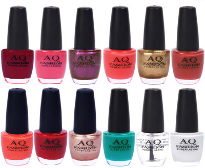 

AQ Fashion in New 12 Beautiful colors nail polish Combo Set No.208 Multicolor(Pack of 12)