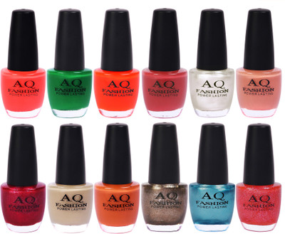

AQ Fashion in New 12 Beautiful colors nail polish Combo Set No.239 Multicolor(Pack of 12)