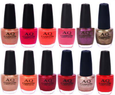 

AQ Fashion in New 12 Beautiful colors nail polish Combo Set No.243 Multicolor(Pack of 12)