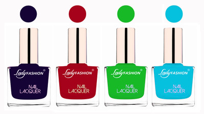 

Lady Fashion Ultra High Shine Long Stay Nail Polish Blue,Dark Red,Light Green,Sky Blue(Pack of 4)