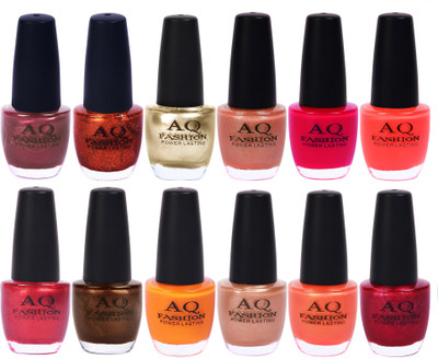 

AQ Fashion in New 12 Beautiful colors nail polish Combo Set No.241 Multicolor(Pack of 12)