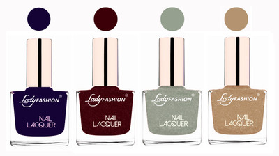 

Lady Fashion Ultra High Shine Long Stay Nail Polish Blue,Maroon,Grey,Beach Nude(Pack of 4)