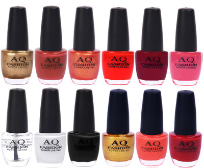 

AQ Fashion in New 12 Beautiful colors nail polish Combo Set No.234 Multicolor(Pack of 12)