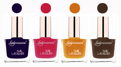 

Lady Fashion Ultra High Shine Long Stay Nail Polish Blue,Abricoat Rose,Golden,Mettalic Brown(Pack of 4)